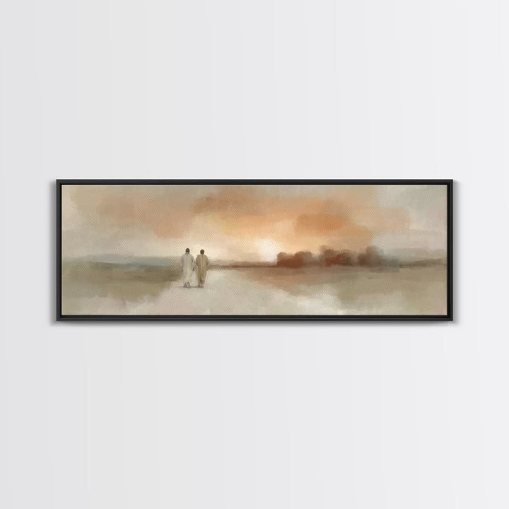 Emmaus Road Peace, Framed Canvas Print, Christian Wall Art, Christian Art Canvas, Jesus Painting, Extra Wide Art, Christian Gift Ideas