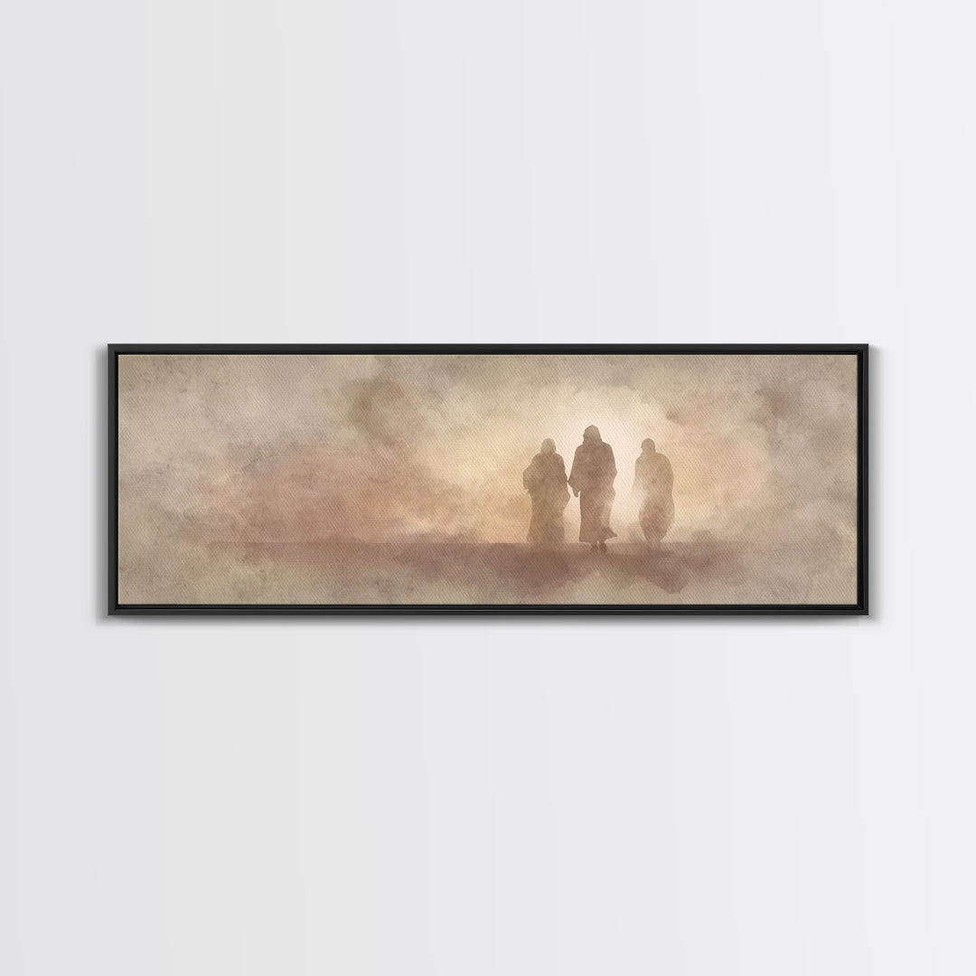 Sacred Walk Trio – Framed Canvas Print – Christian Wall Art – Christian Art Canvas – Panoramic Painting – Christian Christmas Art – Jesus P