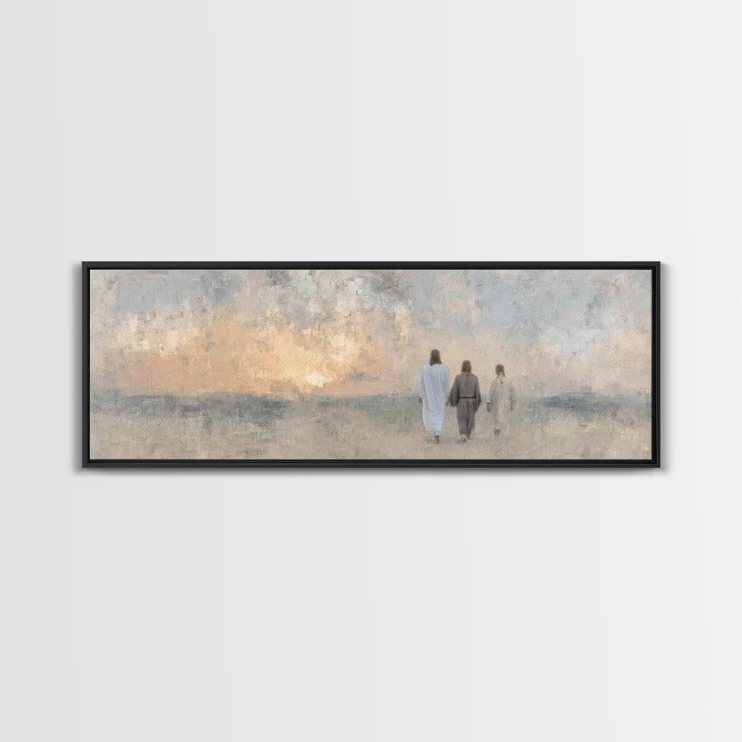 Twilight Disciples, Framed Canvas Print, Christian Wall Art, Christian Art Canvas, Panoramic Print, Christian Painting, Christmas Art