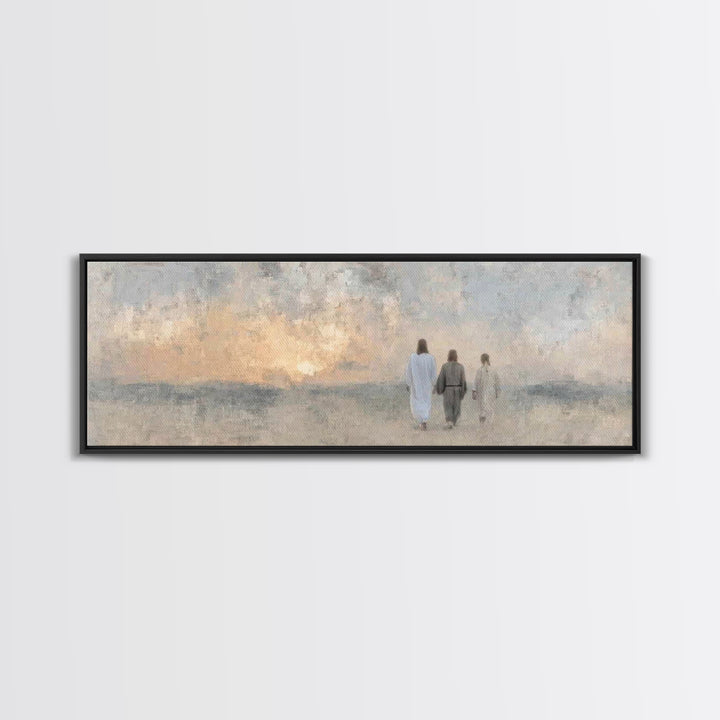 Twilight Disciples, Framed Canvas Print, Christian Wall Art, Christian Art Canvas, Panoramic Print, Christian Painting, Christmas Art