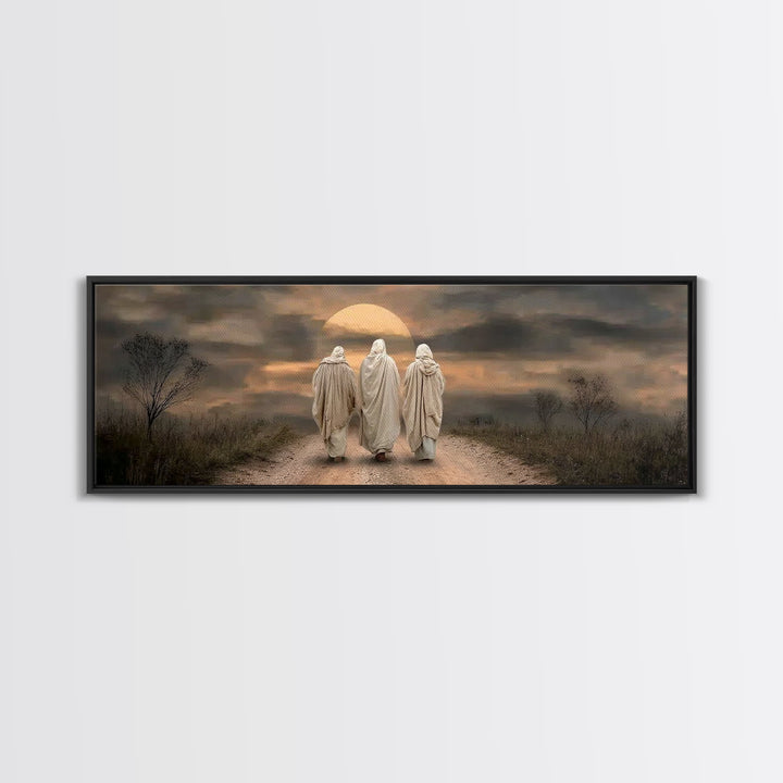 Savior’s Evening Path – Framed Canvas Print – Christian Wall Art – Christian Art Canvas – Panoramic Frame – Christian Christmas Art – Jesus