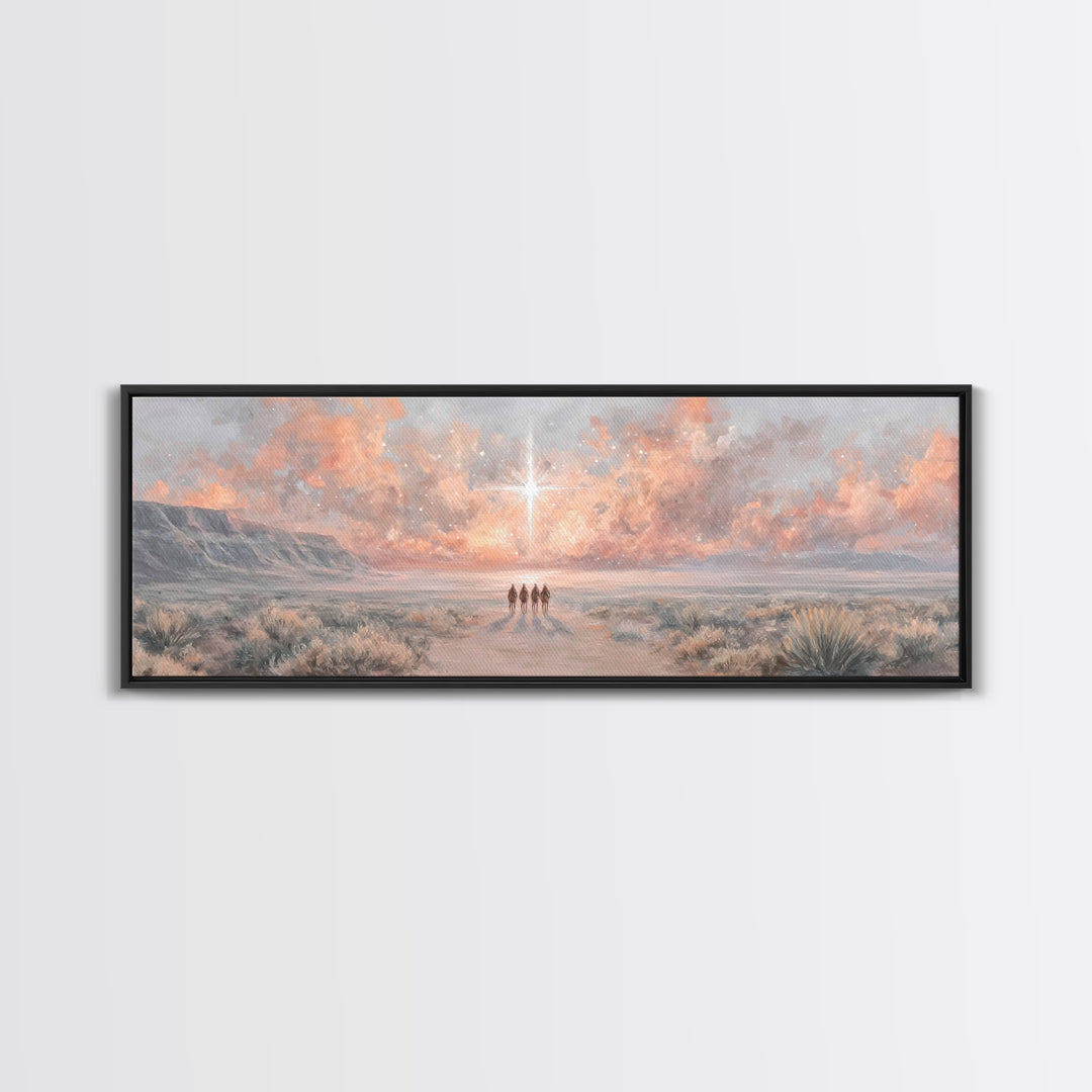 The Guiding Star – Framed Canvas Print – Panoramic Art – Christian Wall Art – Christian Art Canvas – Christmas Art – Jesus Painting