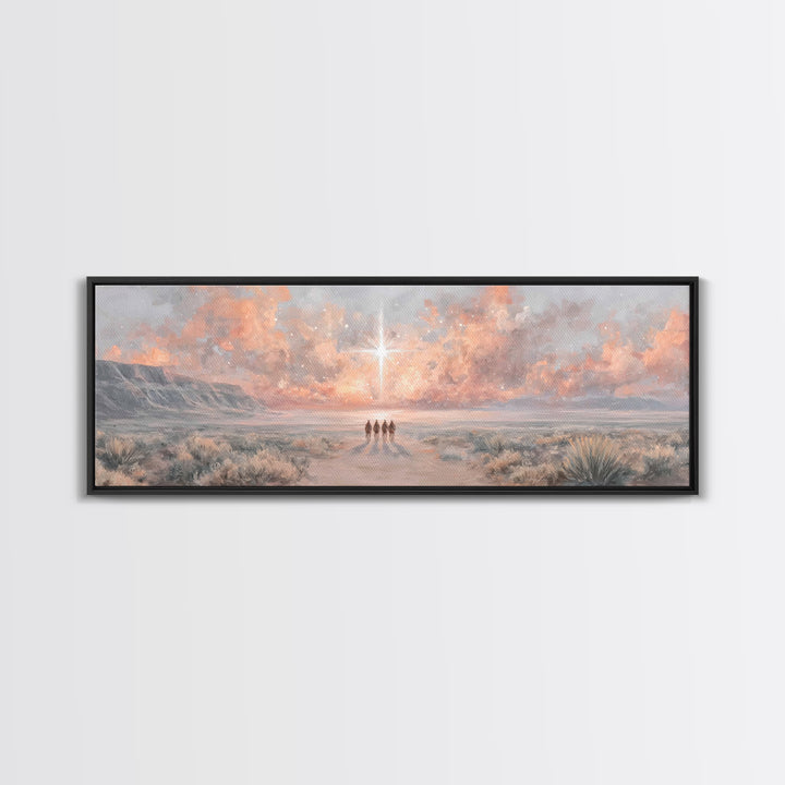 The Guiding Star – Framed Canvas Print – Panoramic Art – Christian Wall Art – Christian Art Canvas – Christmas Art – Jesus Painting