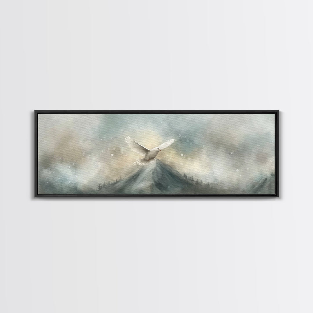 Wings Of Peace, Framed Canvas Print, Christian Wall Art, Christian Art Canvas, Panoramic Art, Christian Painting