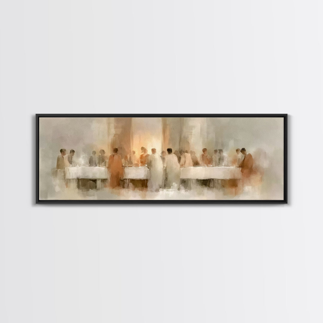 Table Of Mercy, Framed Canvas Print, Christian Art Canvas, Christian Wall Art, Panoramic Art, Christian Christmas Art