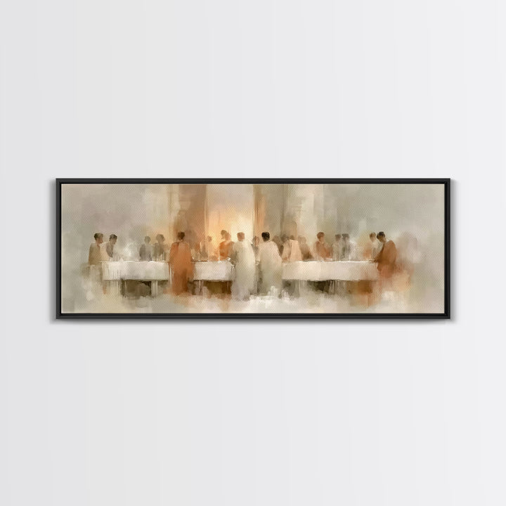 Table Of Mercy, Framed Canvas Print, Christian Art Canvas, Christian Wall Art, Panoramic Art, Christian Christmas Art
