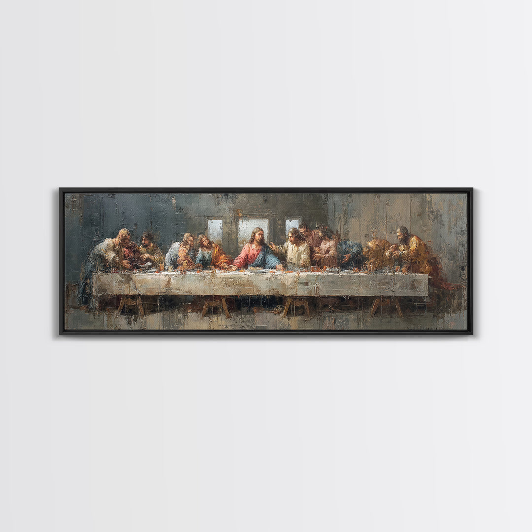 Holy Feast Harmony – Framed Canvas Print – Christian Wall Art – Christian Art Canvas – Panoramic Painting – Christian Decor