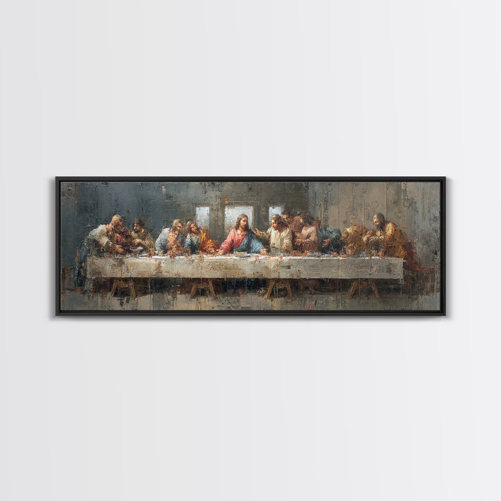 Holy Feast Harmony – Framed Canvas Print – Christian Wall Art – Christian Art Canvas – Panoramic Painting – Christian Decor