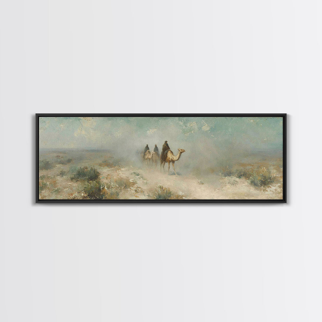 Desert Pilgrims – Framed Canvas Print – Christian Wall Art – Panoramic Art – Jesus Painting – Christian Art Canvas