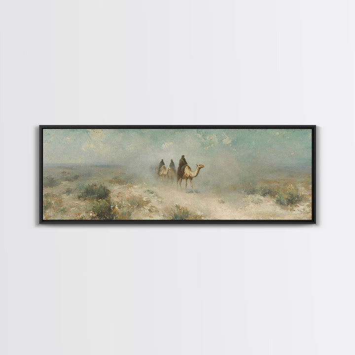 Desert Pilgrims – Framed Canvas Print – Christian Wall Art – Panoramic Art – Jesus Painting – Christian Art Canvas