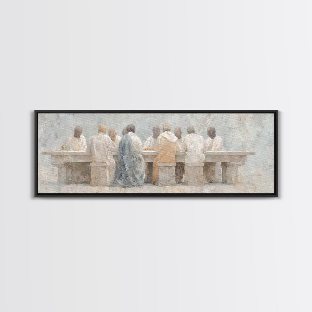 Sacred Supper Calm | Framed Canvas Print | Christian Art Canvas | Christian Wall Art | Panoramic Art | Christian Paintings