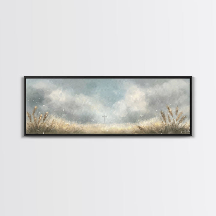 Heaven’s Wheatlight – Framed Canvas Print – Christian Wall Art – Christian Art Canvas – Panoramic Art – Christian Gift Ideas