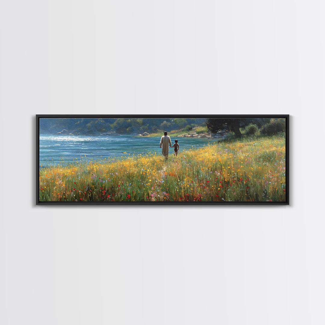 Fields Of Mercy , Framed Canvas Print, Christian Art Canvas, Christian Wall Art, Panoramic Wall Art, Jesus Painting, Christian Decor, Chris