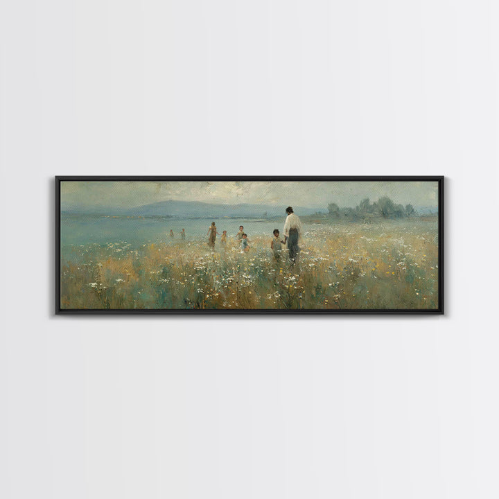 Garden Of Peace | Framed Canvas Print | Christian Art Canvas | Christian Wall Art | Jesus Painting | Panoramic Frame | Christian Decoration