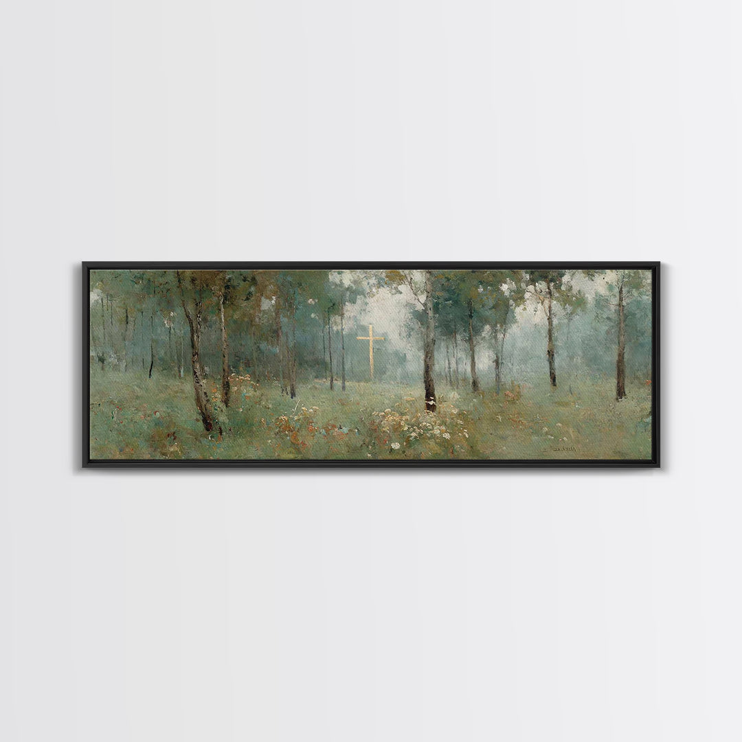 Cross Of Hope – Framed Canvas Print – Panoramic Painting – Christian Wall Art – Christian Art Canvas – Christian Christmas Art – Christian