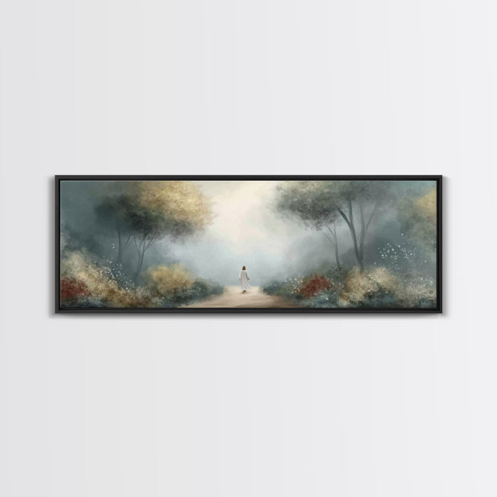 Sacred Path Wanderer | Framed Canvas Print | Panoramic Wall Art | Christian Art Canvas | Jesus Painting | Christian Wall Art | Christian Ar