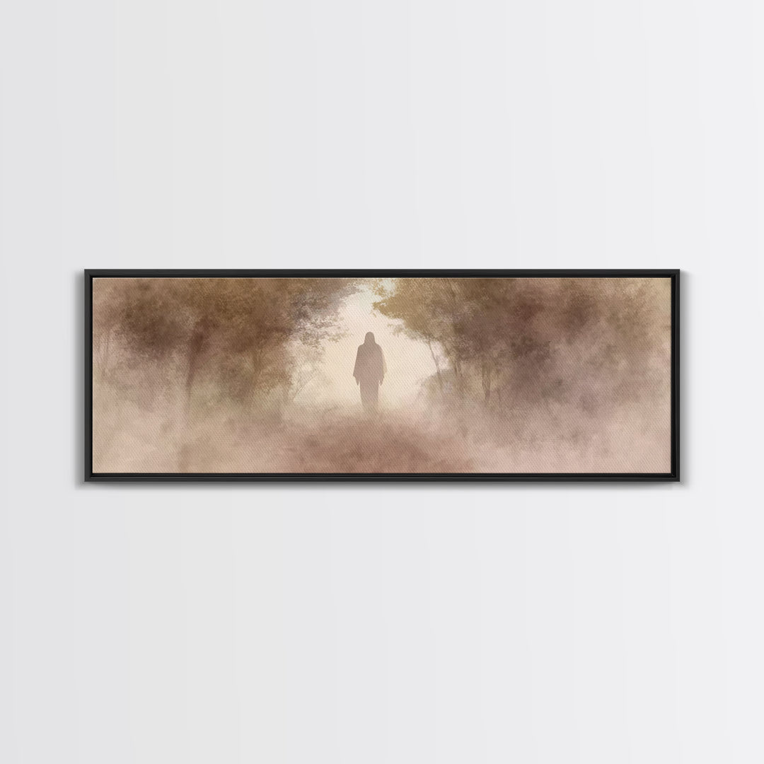 Holy Dawn Silhouette | Framed Canvas Print | Panoramic Painting | Christian Wall Art | Christian Art Canvas | Jesus Painting | Christian De
