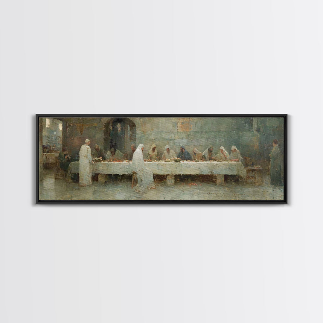 Humble Table Fellowship | Framed Canvas Print | Panoramic Art | Christian Art Canvas | Christian Wall Art | Christian Painting | Christian