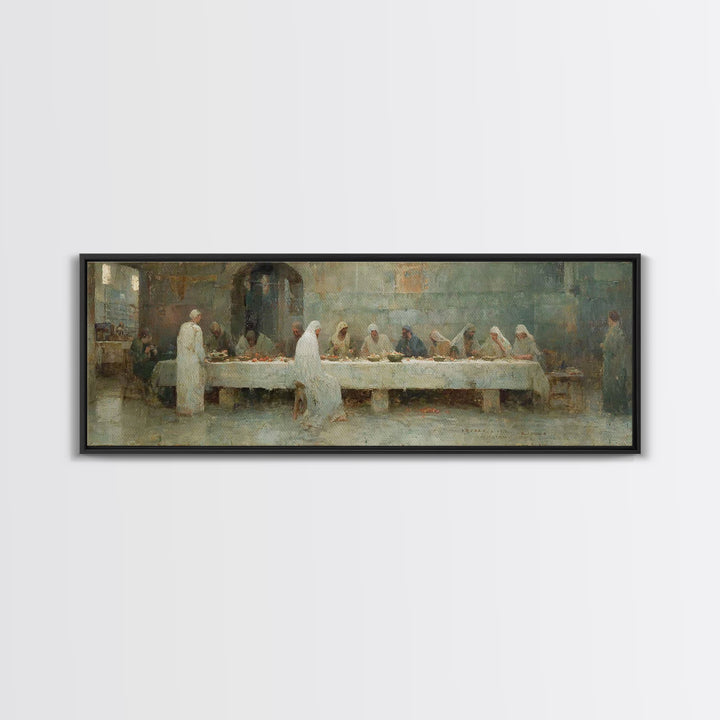 Humble Table Fellowship | Framed Canvas Print | Panoramic Art | Christian Art Canvas | Christian Wall Art | Christian Painting | Christian