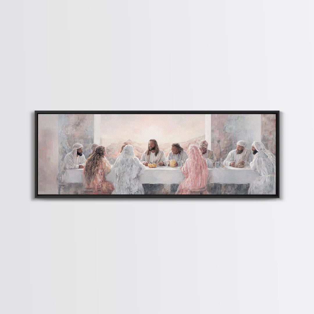 Table Of Eternal Grace, Framed Canvas Print, Panoramic Art, Christian Wall Art, Jesus Painting, Christian Art Canvas, Christian Christmas A