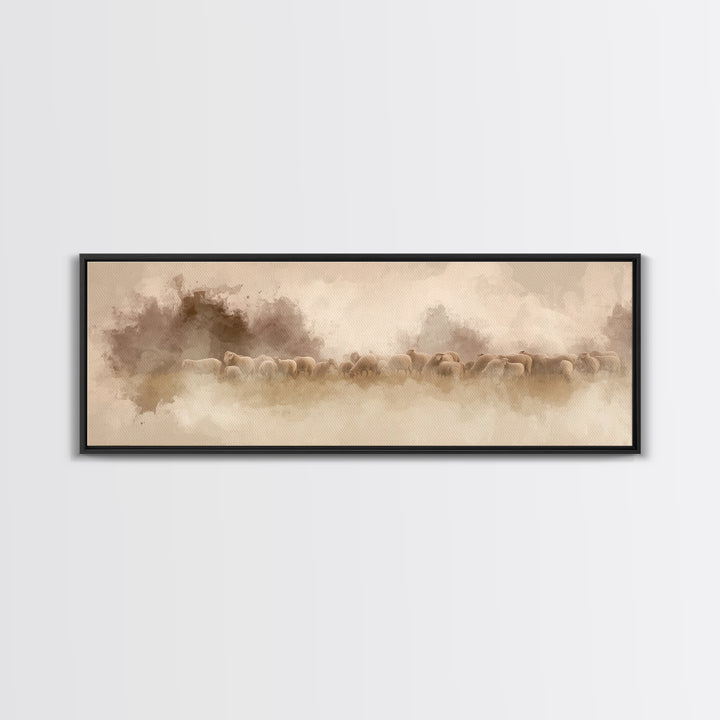 Field Of Mercy, Framed Canvas Print, Panoramic Painting, Christian Art, Christian Canvas Art, Christian Christmas Art, Unique Christian Art