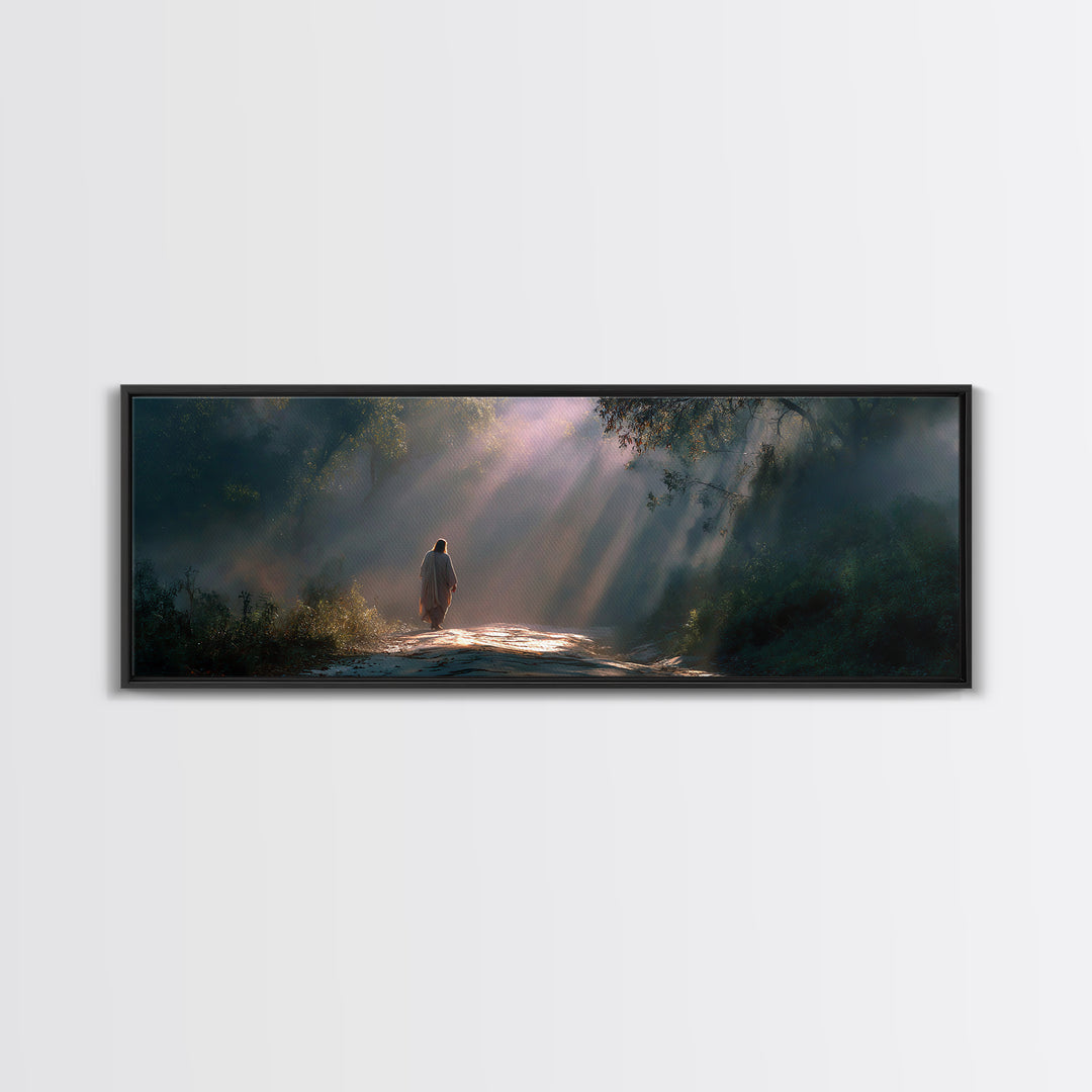 Path Of Light – Framed Canvas Print – Panoramic Art – Jesus Painting – Christian Wall Art – Moody Christian Art – Christian Art Canvas