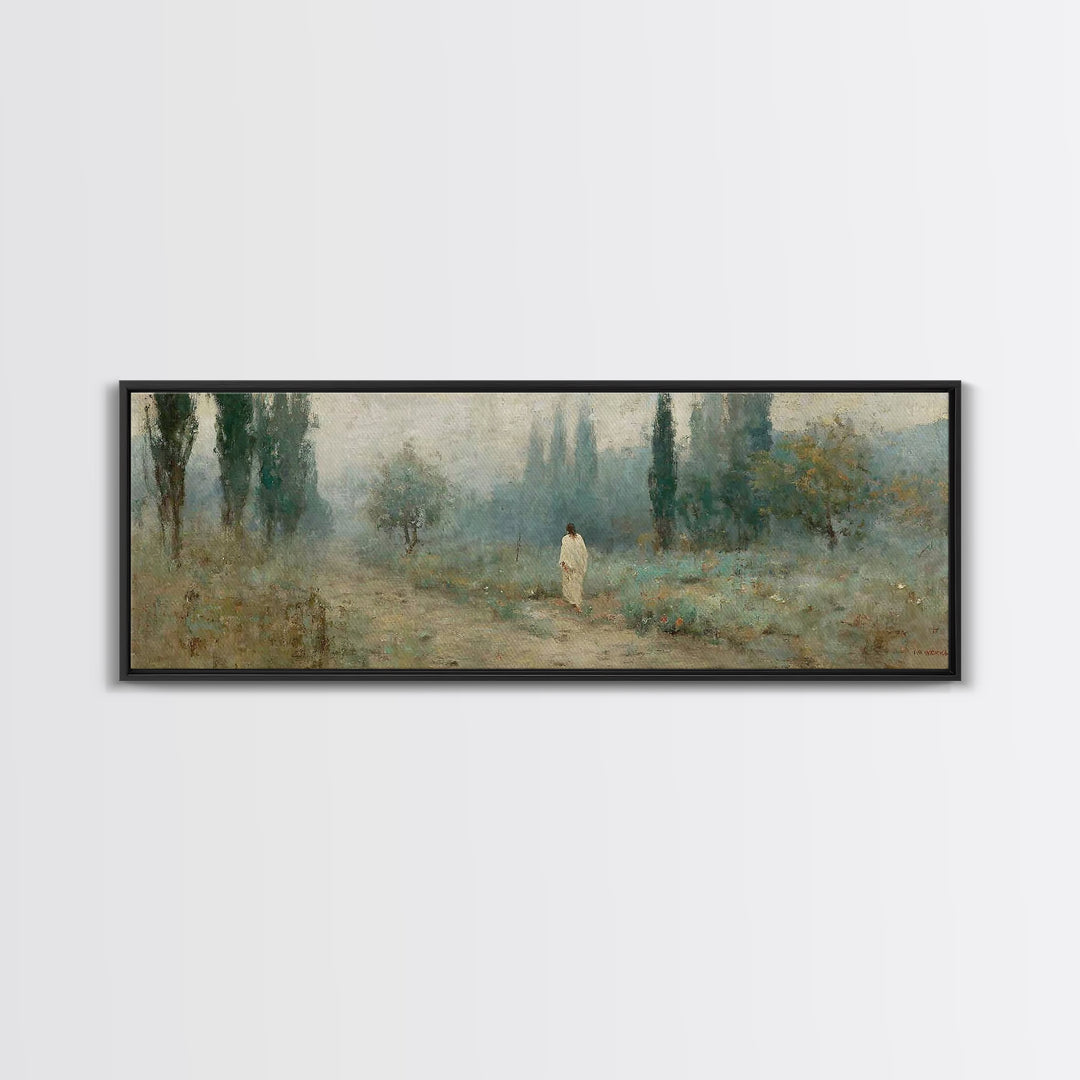 Morning Path Grace – Framed Canvas Print – Panoramic Print – Christian Art – Jesus Canvas Art – Christian Christmas Art – Christian Art Can