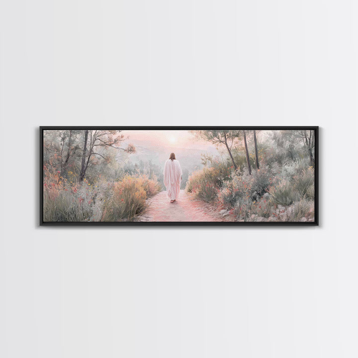 Sunrise Walk Home – Framed Canvas Print – Panoramic Wall Art – Jesus Canvas Art – Christian Art – Christian Gift Ideas – Modern Christian A