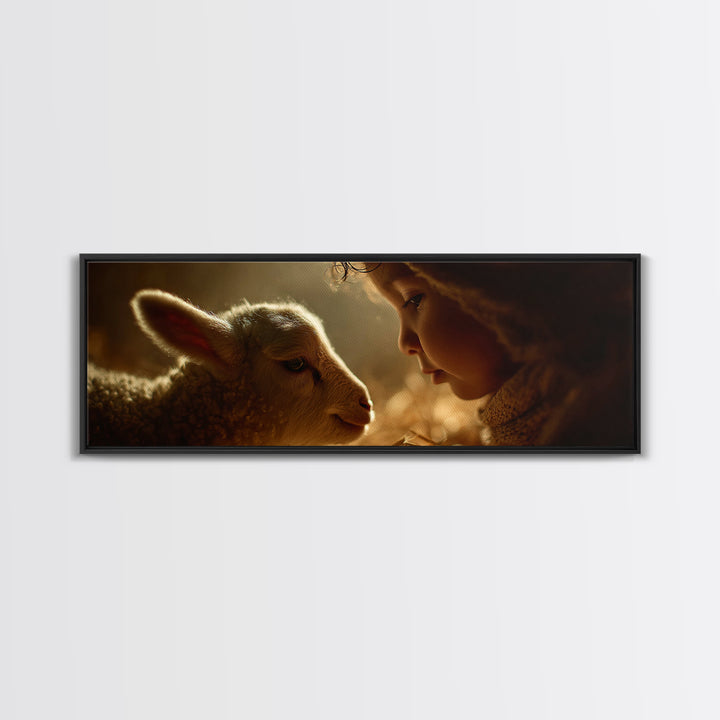 Tender Dawn Mercy – Framed Canvas Print – Christian Art Work – Panoramic Painting – Christmas Wall Art – Christian Gift Ideas – Jesus Art P