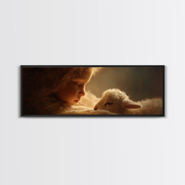 Soft Halo Rest, Framed Canvas Print, Christian Art Canvas, Panoramic Art, Christian Christmas Decor, Jesus Christmas Art, Christian Wall Ar