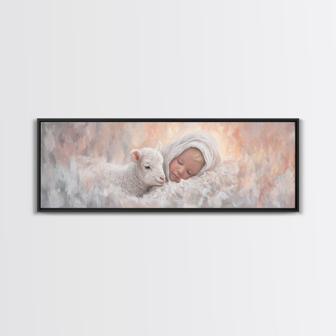 Celestial Quiet | Framed Canvas Print | Christian Wall Art | Panoramic Art | Christmas Canvas Wall Art | Christian Decorations | Jesus Pain