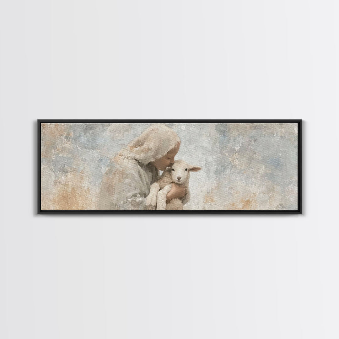 Mothering Grace – Framed Canvas Print – Christian Art – Panoramic Print – Christmas Art Work – Christian Christmas Decorations – Jesus Art
