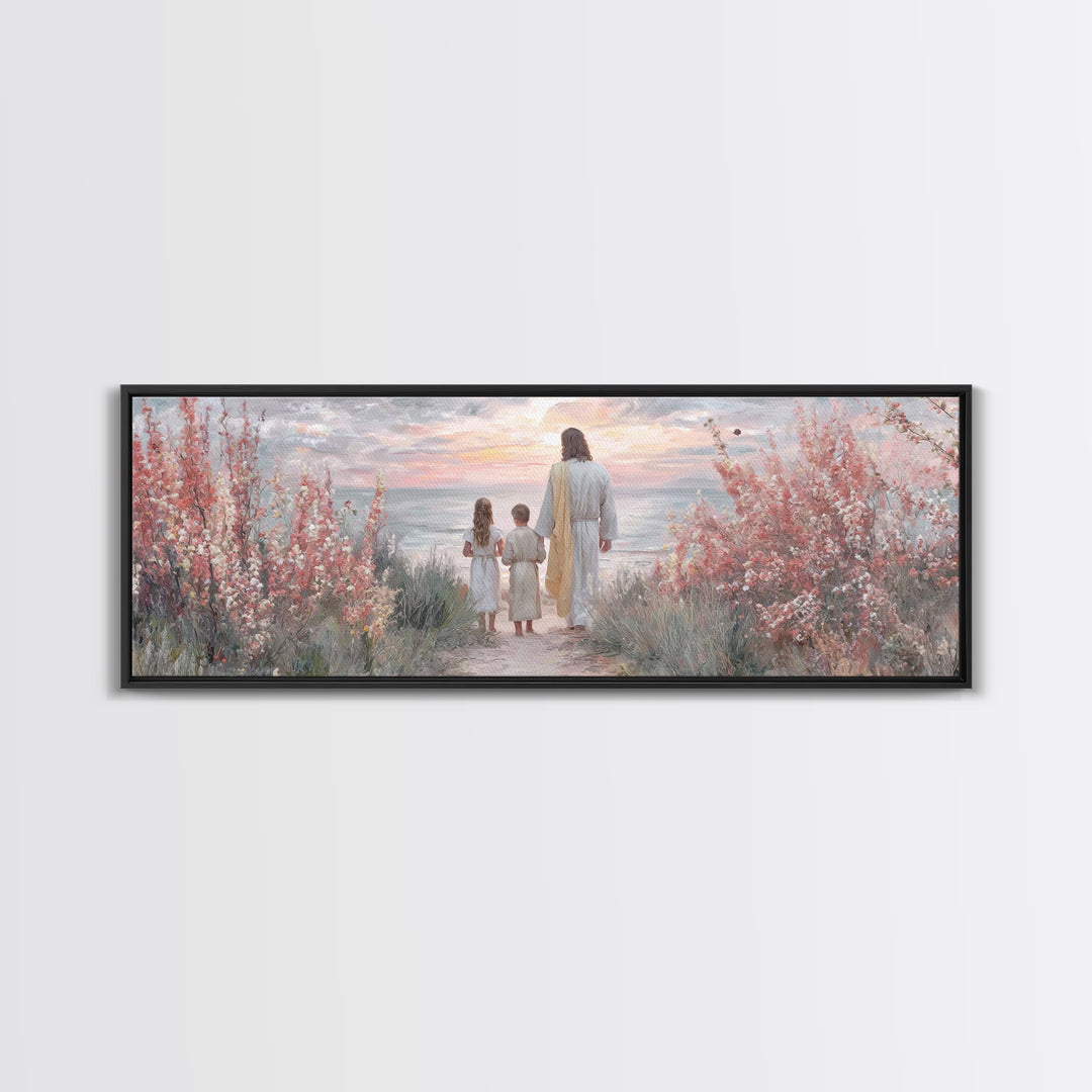 Blossoms Of Grace – Framed Canvas Print – Christian Wall Art – Jesus Painting – Panoramic Art – Christian Art Canvas – Christmas Art