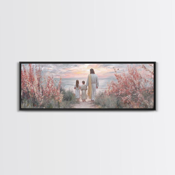 Blossoms Of Grace – Framed Canvas Print – Christian Wall Art – Jesus Painting – Panoramic Art – Christian Art Canvas – Christmas Art