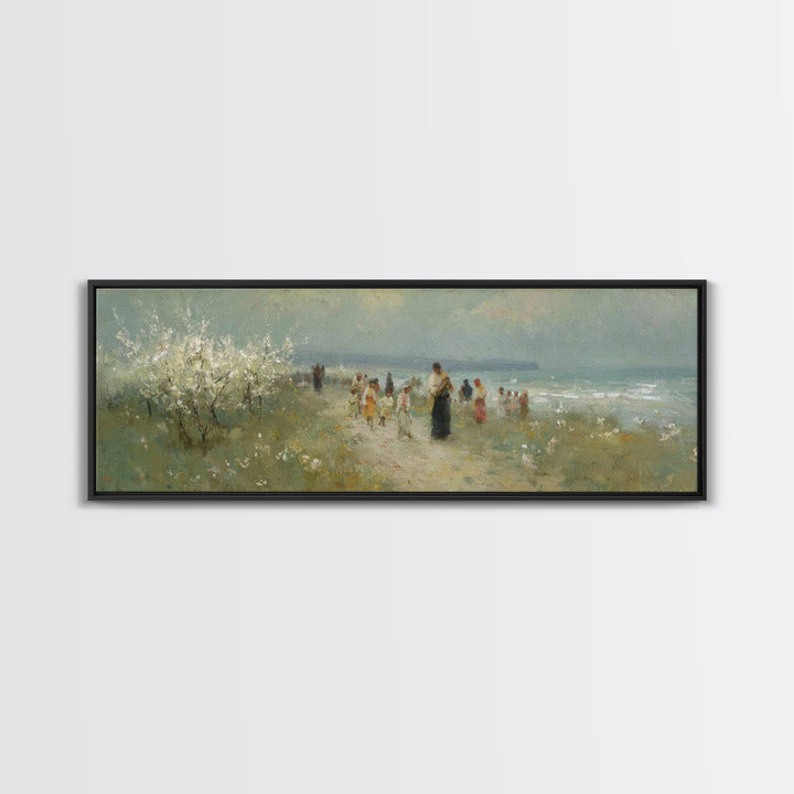 Shoreline Mercy, Framed Canvas Print, Christian Art Canvas, Panoramic Wall Art, Jesus Painting, Christian Wall Art, Christmas Art Prints
