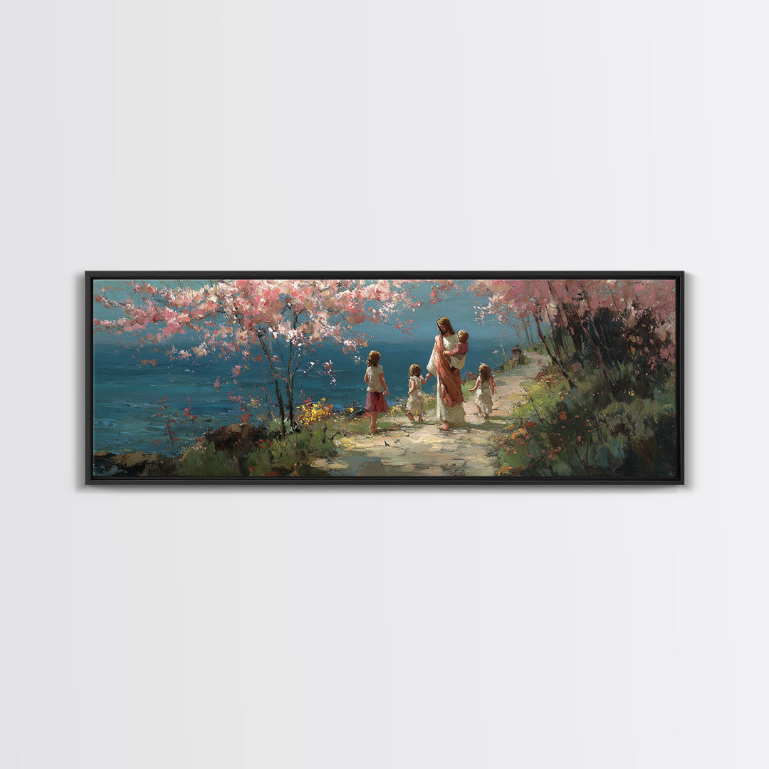 Path Of Hope | Framed Canvas Print | Christian Wall Art | Panoramic Painting | Jesus Art Print | Christian Art Canvas | Christmas Art
