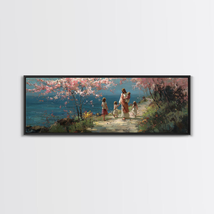 Path Of Hope | Framed Canvas Print | Christian Wall Art | Panoramic Painting | Jesus Art Print | Christian Art Canvas | Christmas Art