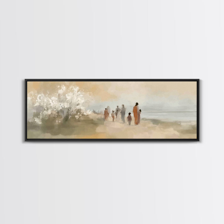Morning Of Peace – Framed Canvas Print – Christian Art Print – Panoramic Frame – Jesus Painting – Christian Wall Art – Christmas Art