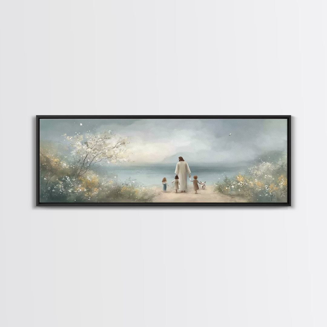 Garden Of Calm – Framed Canvas Print – Christian Painting – Panoramic Wall Art – Jesus Canvas Art – Christian Decor – Christmas Art