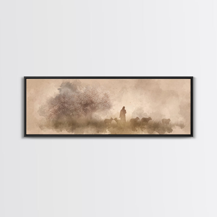 Orchard Of Peace – Framed Canvas Print – Christian Art Canvas – Panoramic Art – Jesus Wall Art – Christian Painting – Christmas Art
