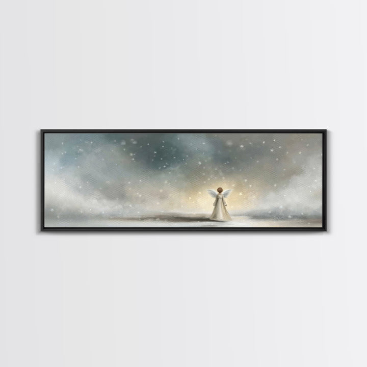 Field Of Gentle Mercy, Framed Canvas Print, Christian Art Canvas, Panoramic Wall Art, Jesus Painting, Christian Painting, Christmas Art