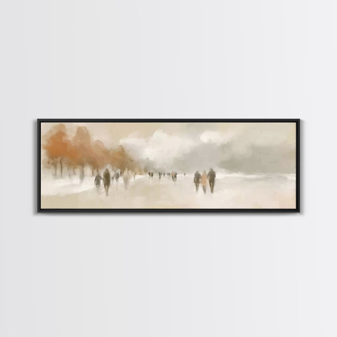 Warm Winter Stroll – Framed Canvas Print – Panoramic Art – Christian Wall Art – Minimalist Christian Art – Christian Art Canvas – Christmas
