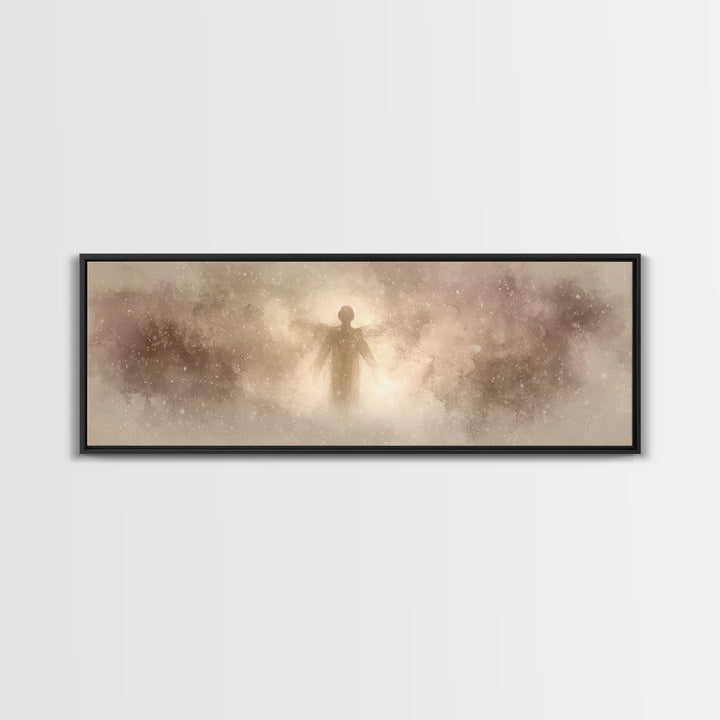 Angel Of Stillness | Framed Canvas Print | Panoramic Painting | Christian Wall Art | Christian Art Canvas | Christian Christmas Art | Moder