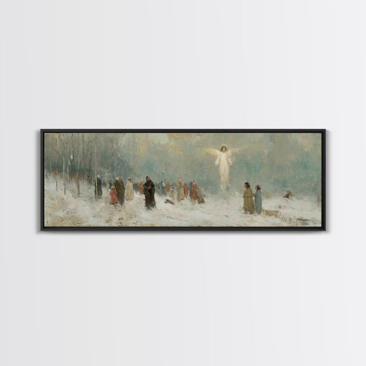 Heavenly Witness Light, Framed Canvas Print, Panoramic Wall Art, Christian Art Canvas, Christian Wall Art, Christmas Art, Christian Paintin