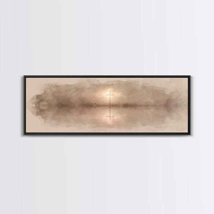 Shoreline Of Grace, Framed Canvas Print, Panoramic Art, Christian Wall Art, Christian Art Canvas, Christian Painting, Christmas Art