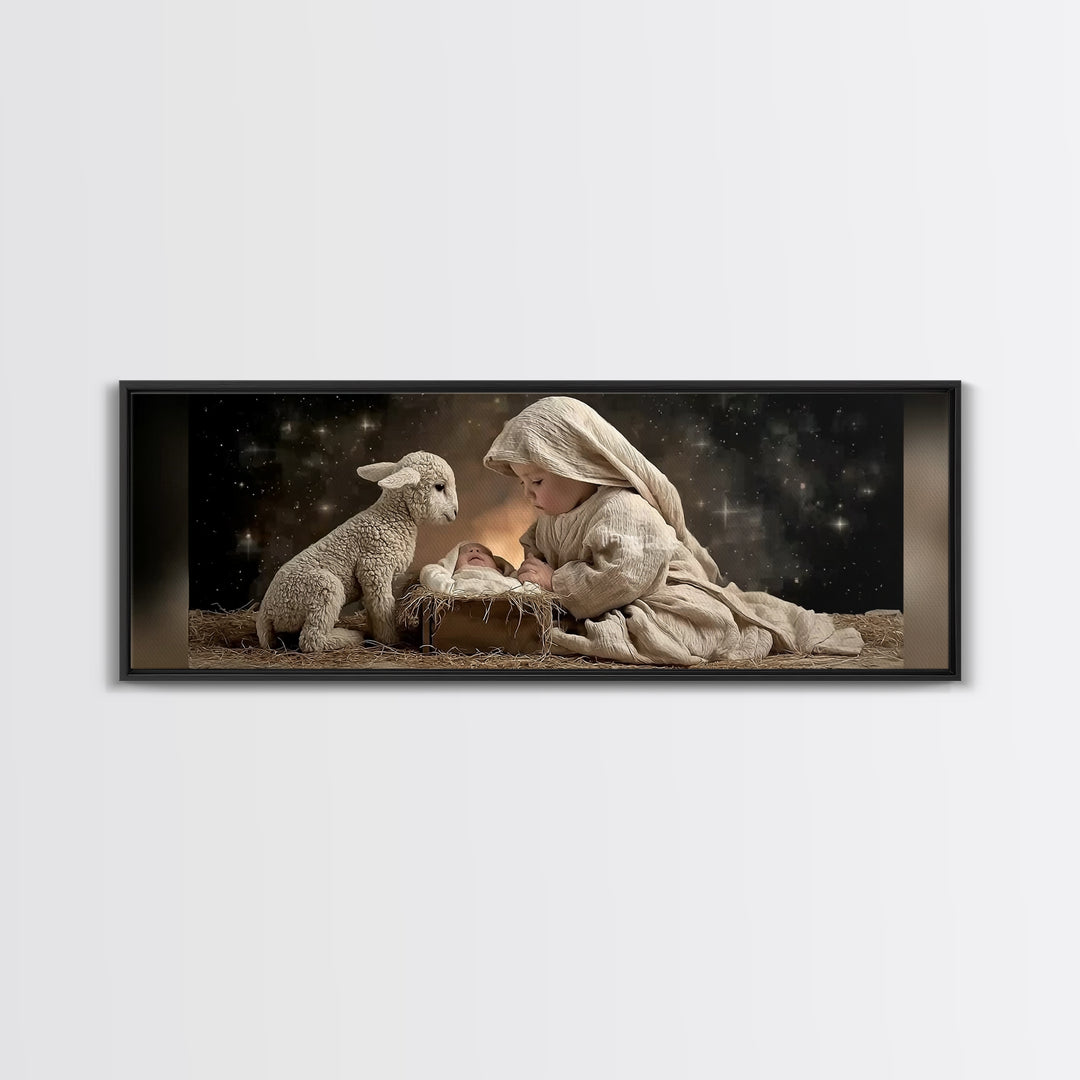 Bethlehem Dawn | Framed Canvas Print | Christian Art Canvas | Panoramic Wall Art | Christian Christmas Art | Jesus Painting | Christian Dec