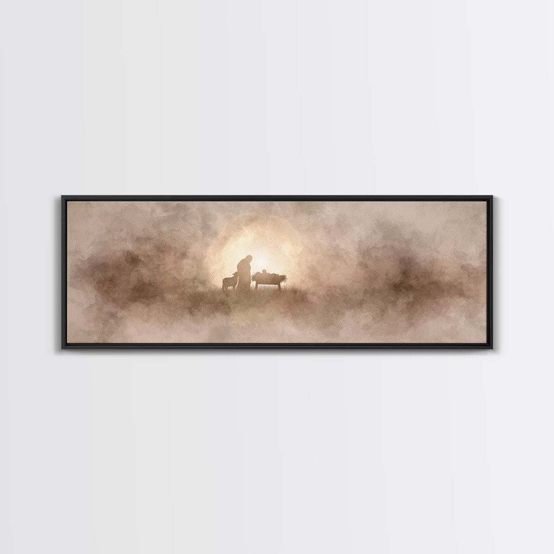 Humble Birth Star | Framed Canvas Print | Christian Art Canvas | Panoramic Painting | Christian Christmas Art | Christian Wall Art | Jesus