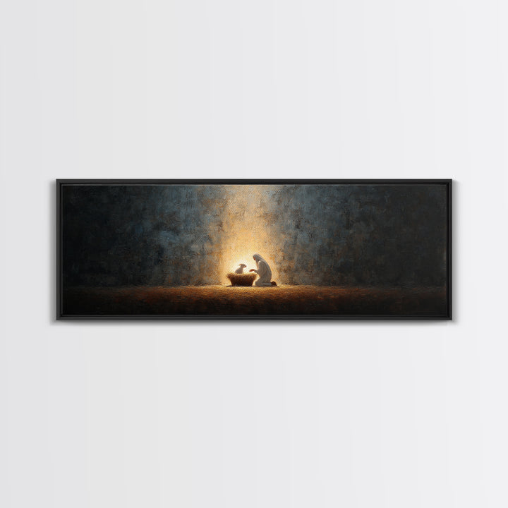 Divine Infant Peace, Framed Canvas Print, Christian Christmas Art, Panoramic Print, Christian Wall Art, Jesus Painting, Christian Art Canva