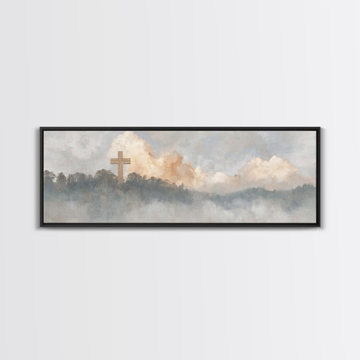 Clouds Of Grace, Framed Canvas Print, Christian Wall Art, Christian Art Canvas, Christian Painting, Christian Christmas Art, Panoramic Art