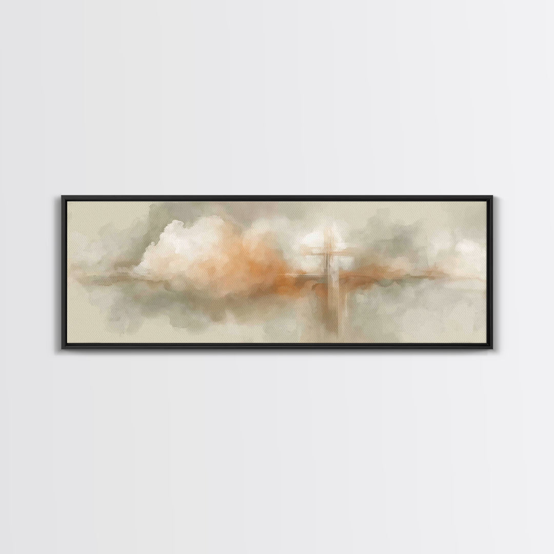 Glory In The Mist – Framed Canvas Print – Christian Wall Art – Christian Painting – Christian Art Canvas – Christmas Art – Panoramic Wall A